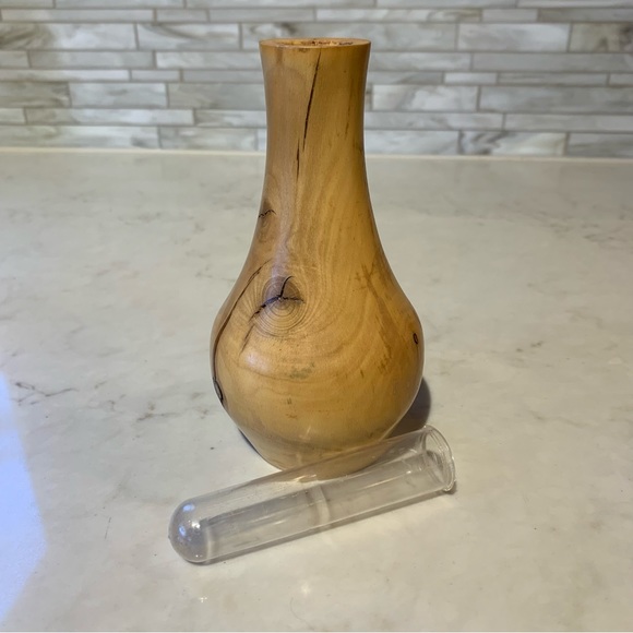 Hand Turned Signed Wooden Bud Vase - Picture 11 of 12